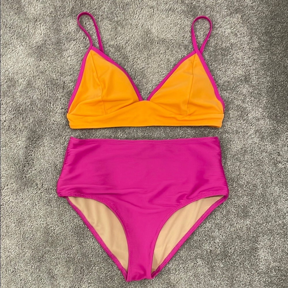 Vibrant Pink and Orange Bikini Set